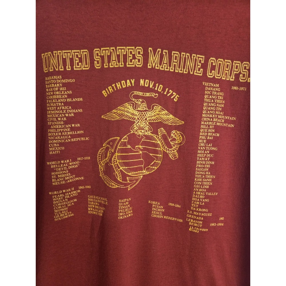 Vintage 80s United States Marine Corp Usmc T-shirt Single Stitch Birthday Xl Red - Picture 2 of 8